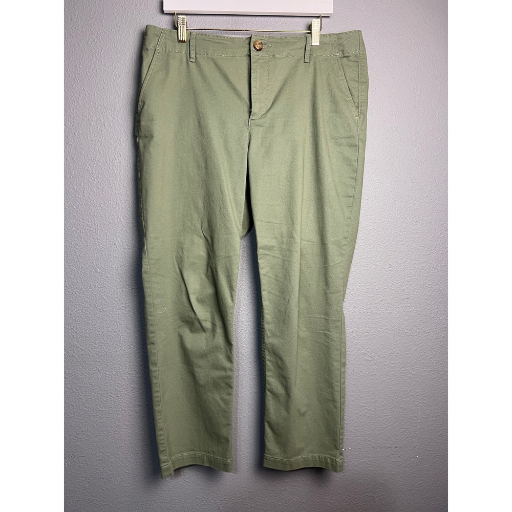 Loft The Monroe Slim‎ Olive Green Chino Ankle Pants Womens 12 Cotton Stretch